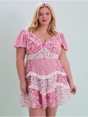 Altar'd state Arula floral patchwork mini dress